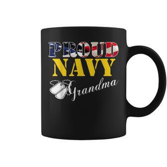 Vintage Proud Navy Grandma With American Flag Gift Veteran Coffee Mug - Seseable