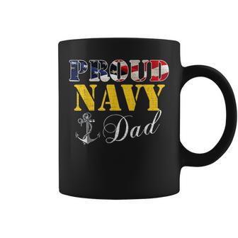 Vintage Proud Navy With American Flag For Dad Gift Coffee Mug - Seseable