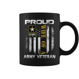 Vintage Proud Wife Of A Army Veteran With American Flag Coffee Mug | Mazezy