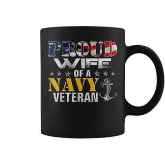 Vintage Proud Wife Of A Navy For Veteran Gift Coffee Mug - Seseable