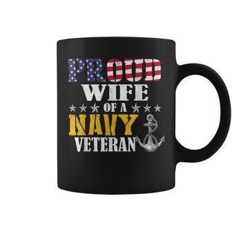 Vintage Proud Wife Of A Navy For Veteran Gifts Coffee Mug - Seseable