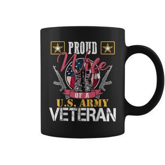 Vintage Proud Wife Of A US Army Veteran Gift Mom Dad Coffee Mug - Seseable