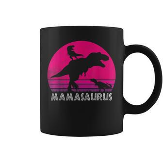 Vintage Retro 2 Kids Mamasaurus Sunset Funny Gift For Mother Coffee Mug - Seseable