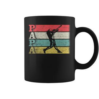 Vintage Retro Baseball Player Papa Silhouette Distressed Coffee Mug - Seseable