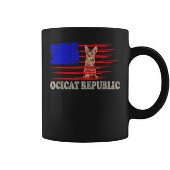 Vintage Retro Country Cat Ocicat Republic Flag Coffee Mug | Mazezy