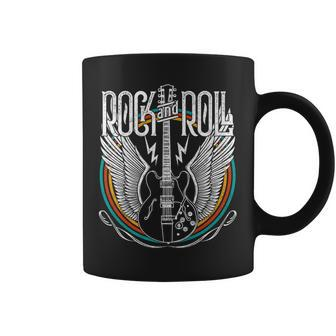 Vintage Retro Distressed 80S Rock & Roll Music Guitar Wings Coffee Mug - Seseable