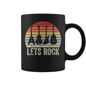 Vintage Retro Lets Rock Rock And Roll Guitar Music Coffee Mug | Mazezy