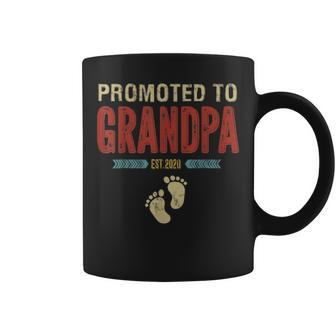 Vintage Retro Promoted To Grandpa Est 2021 Fathers Day Gift Coffee Mug - Seseable