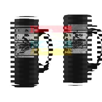 Vintage Retro Snowmobile Papa Snowmobiling Silhouette Funny Coffee Mug | Seseable UK