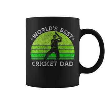 Vintage Retro Worlds Best Cricket Dad Silhouette Sunset Coffee Mug | Mazezy