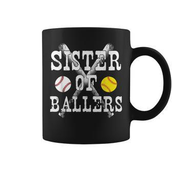 Vintage Sister Of Ballers T Funny Baseball Softball Lo Coffee Mug - Seseable
