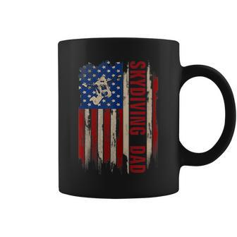Vintage Skydiving Dad American Usa Flag Skydiver Gift Coffee Mug - Seseable