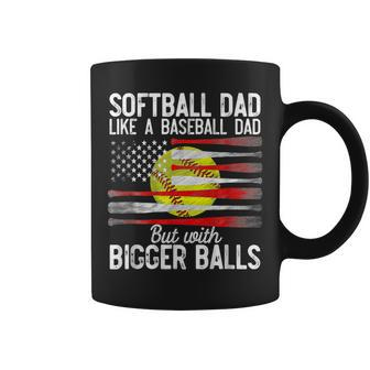 Vintage Softball Dad Like A Baseball Dad Us Flag Fathers Day Coffee Mug - Seseable