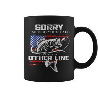 Vintage Sorry Missed Your Call I Was On Other Line Fishing Coffee Mug - Seseable