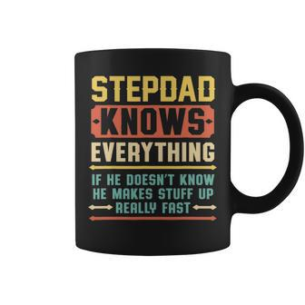 Vintage Stepdad Knows Everything Stepdad Grandpa Coffee Mug - Seseable