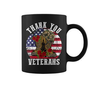 Vintage Thank You Veterans Combat Boots Flower Veterans Day Coffee Mug - Seseable