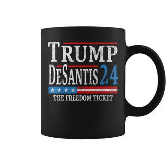 Vintage Trump Desantis 2024 The Freedom Ticket Usa Flag Coffee Mug | Mazezy