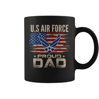 Vintage US Air Force Proud Dad With American Flag Coffee Mug - Seseable