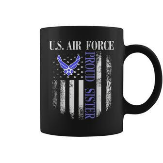 Vintage US Air Force Proud Sister With American Flag Coffee Mug - Seseable