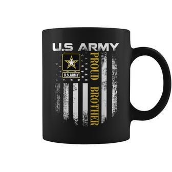 Vintage US Army Proud Brother With American Flag Gift Coffee Mug - Seseable