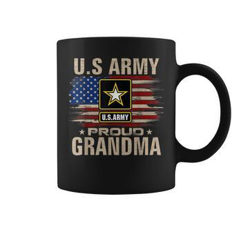 Vintage US Army Proud Grandma With American Flag Coffee Mug - Seseable