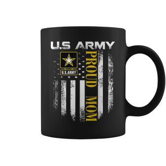 Vintage US Army Proud Mom With American Flag Gift Coffee Mug - Seseable