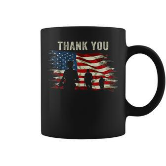 Vintage Us Flag Veteran Thank You Military Boot Memorial Day V2 Coffee Mug - Seseable