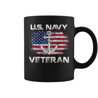 Vintage Us Navy With American Flag For Veteran Gift Coffee Mug - Seseable