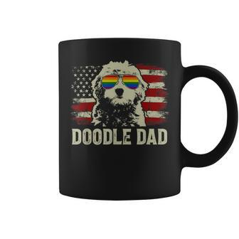 Vintage Usa American Flag Doodle Dad Lgbt Gay Pride Coffee Mug - Seseable