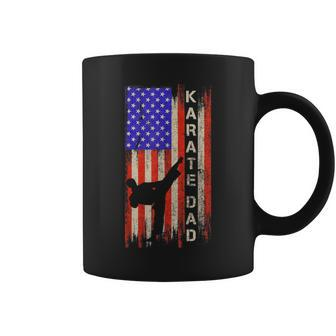 Vintage Usa American Flag Karate Dad Karateka Silhouette Coffee Mug - Seseable
