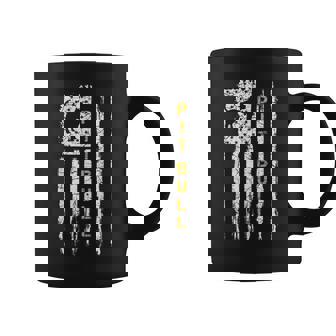 Vintage Usa American Flag Pit Bull Pitbull Silhouette Funny Coffee Mug | Mazezy