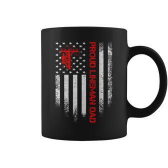 Vintage Usa American Flag Proud Lineman Dad Distressed Funny Coffee Mug - Seseable