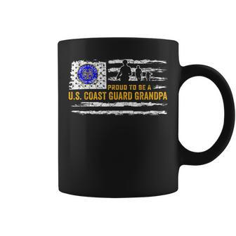 Vintage Usa American Flag Proud To Be A Coast Guard Grandpa Coffee Mug - Seseable