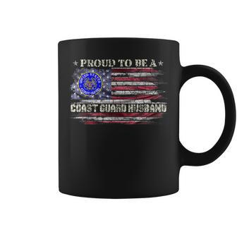Vintage Usa American Flag Proud To Be A Coast Guard Husband Coffee Mug - Seseable