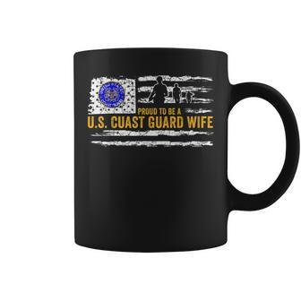 Vintage Usa American Flag Proud To Be A Us Coast Guard Wife Coffee Mug - Seseable