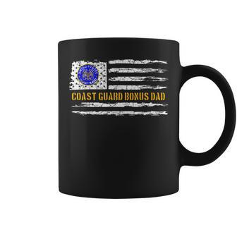 Vintage Usa American Flag Proud Us Coast Guard Bonus Dad Coffee Mug - Seseable