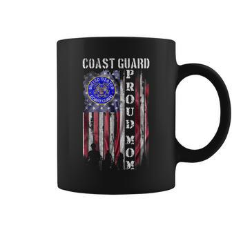 Vintage Usa American Flag Us Coast Guard Proud Veteran Mom Coffee Mug - Seseable