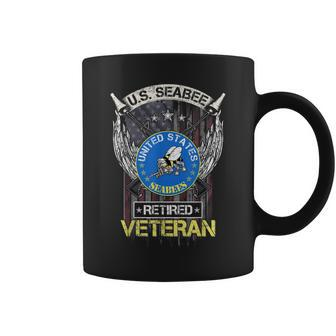 Vintage Usa American Flag Us Seabee Proud Retired Veteran Coffee Mug - Seseable