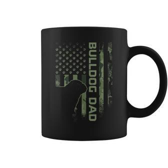 Vintage Usa Camo Flag Proud English Bulldog Dad Silhouette Coffee Mug - Seseable