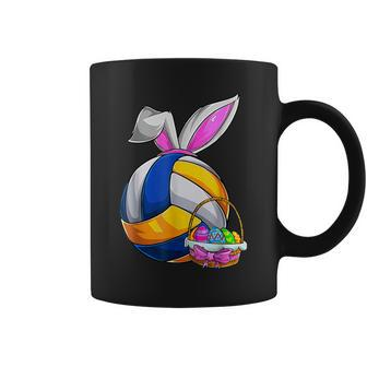 Volleyball Easter Bunny Ears Easter Eggs Hunting Basket Coffee Mug | Mazezy