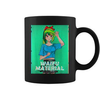Waifu Material Japanese Text Aesthetic Vaporwave Anime Gift Coffee Mug - Seseable