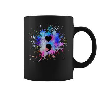Watercolor Graphic Heart Semicolon Symbol Coffee Mug - Seseable