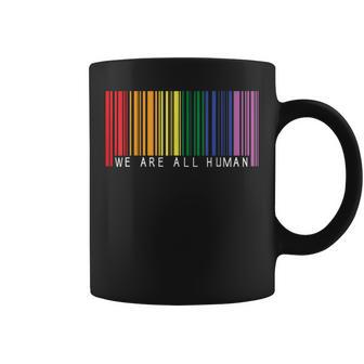 We Are All Human Ally Lgbt Bar Code Flag Gay Pride Month Coffee Mug - Thegiftio UK