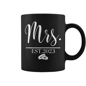 Wedding Honeymoon Bachelorette Fiancée Bride Mrs Est 2023 Coffee Mug - Seseable