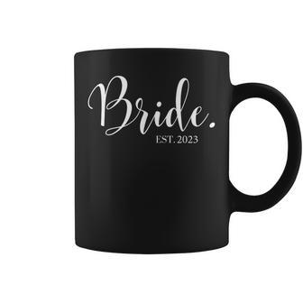 Wedding Honeymoon Bachelorette Fiancée Wife Bride Est 2023 Coffee Mug - Seseable