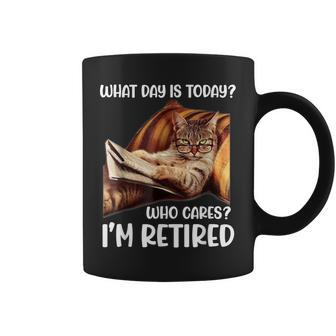 What Day Is Today Who Cares Im Retired Cat Lover Coffee Mug | Mazezy