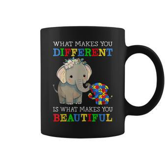 What Makes You Different Elephant Mom Autism Awareness Coffee Mug - Thegiftio UK