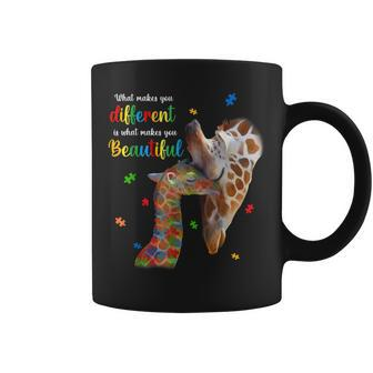 What Makes You Different Giraffe Mom Autism Child Awareness Coffee Mug | Mazezy