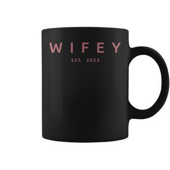 Wifey Est 2023 Married Couple Matching Wife Hubby Wedding Coffee Mug | Mazezy