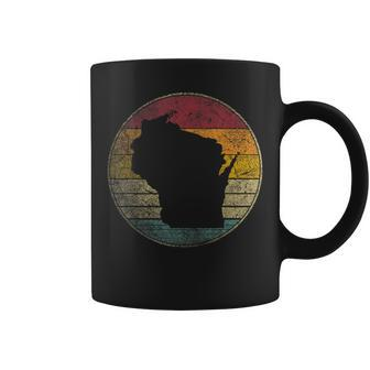 Wisconsin Vintage Distressed Retro Style Silhouette State Coffee Mug - Seseable